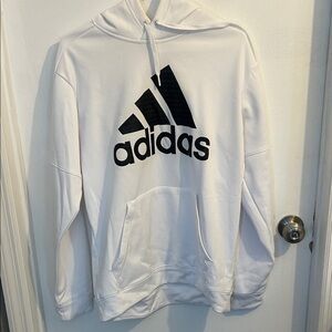 Adidas Men's White and Black Logo Hoodie